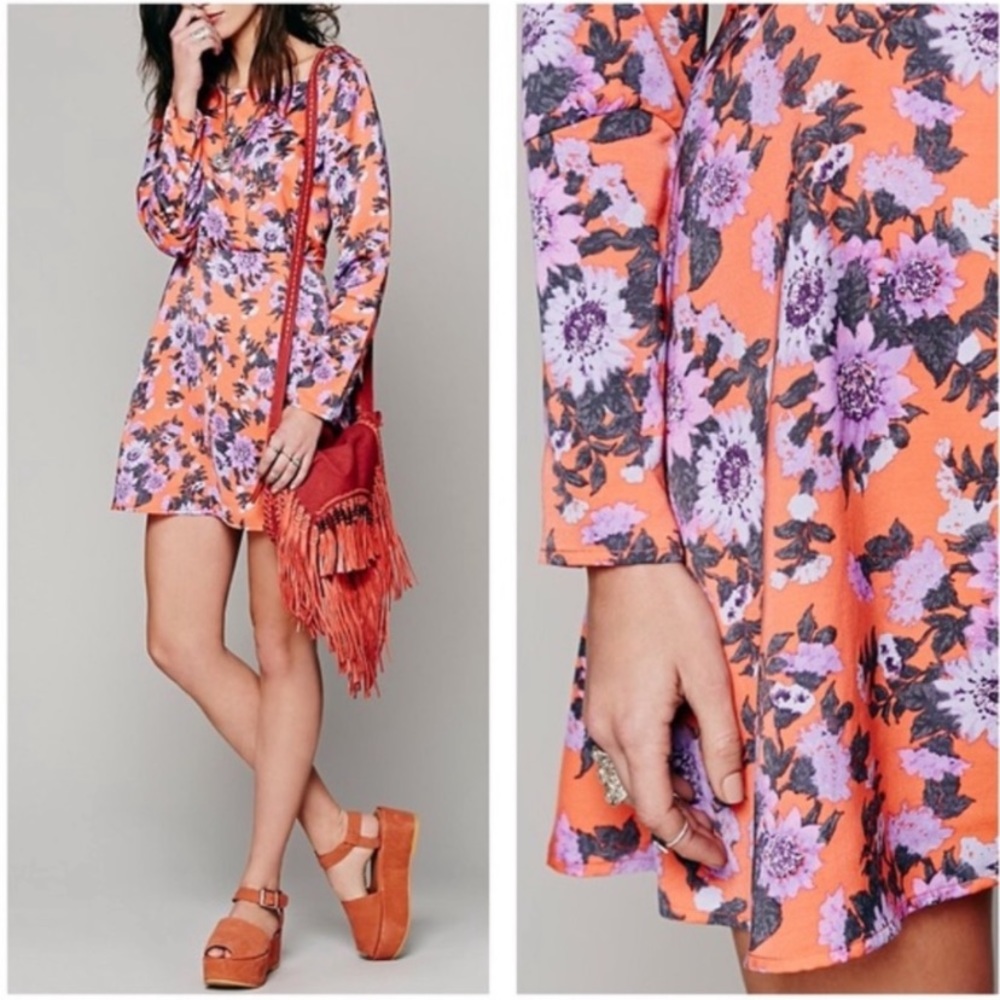 NWT Free People Parker Floral Long Sleeve Dress - Size 0